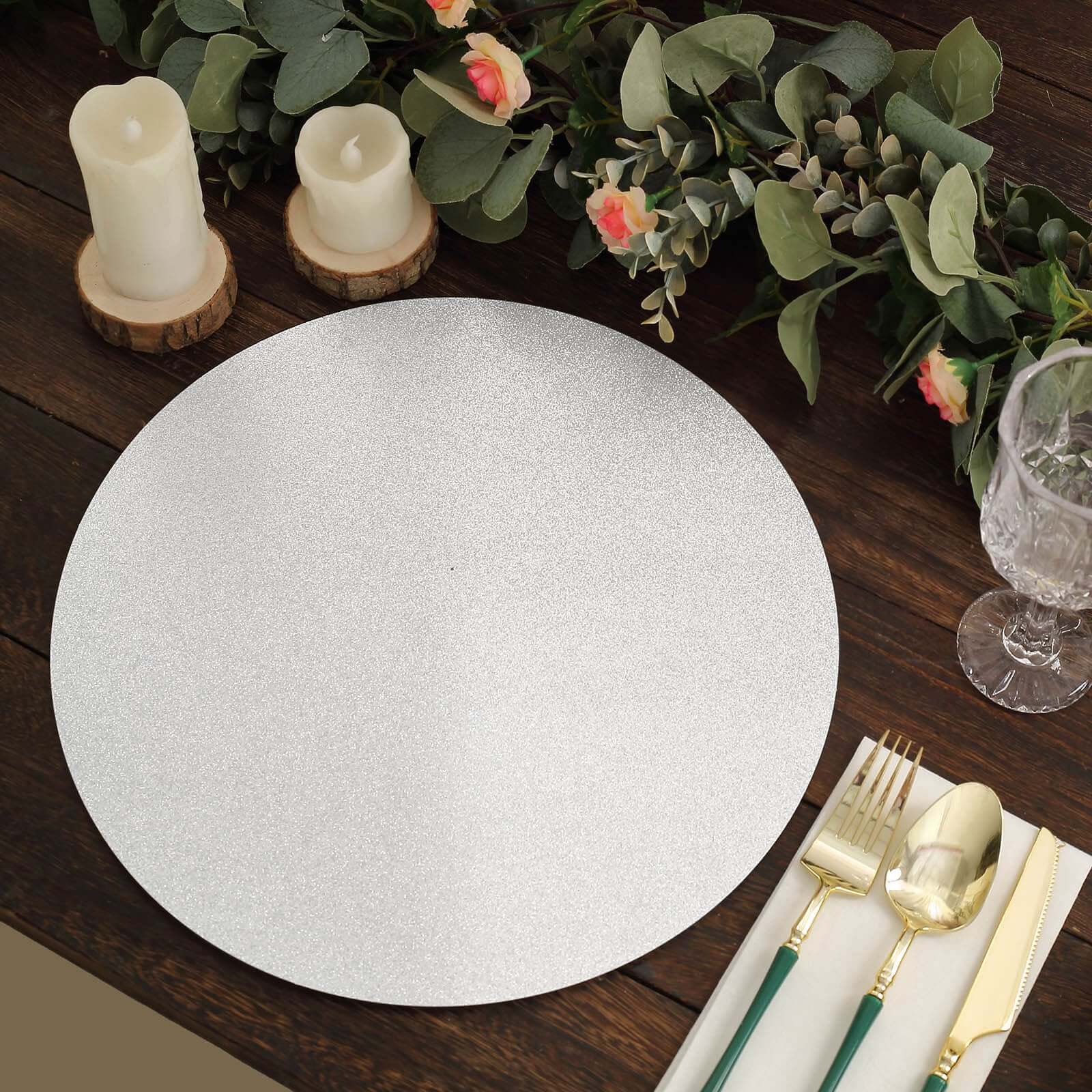 20-Pack Disposable Table Placemats 13" Silver Glitter - 210GSM Paper Placemats for Dazzling Events - Image 9