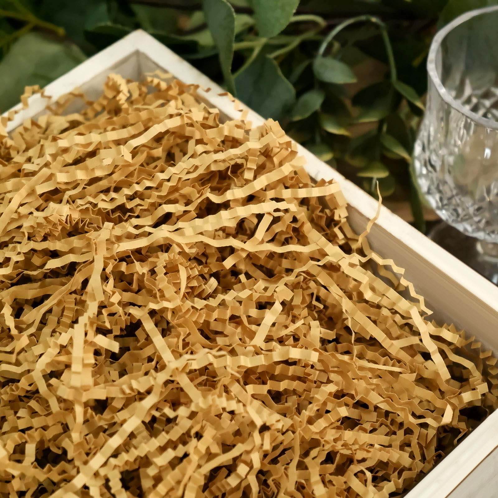 Paper Shred Basket Filler 8oz Crinkle Cut Design Natural Brown 3mm - Decorative Gift Bag Shreds