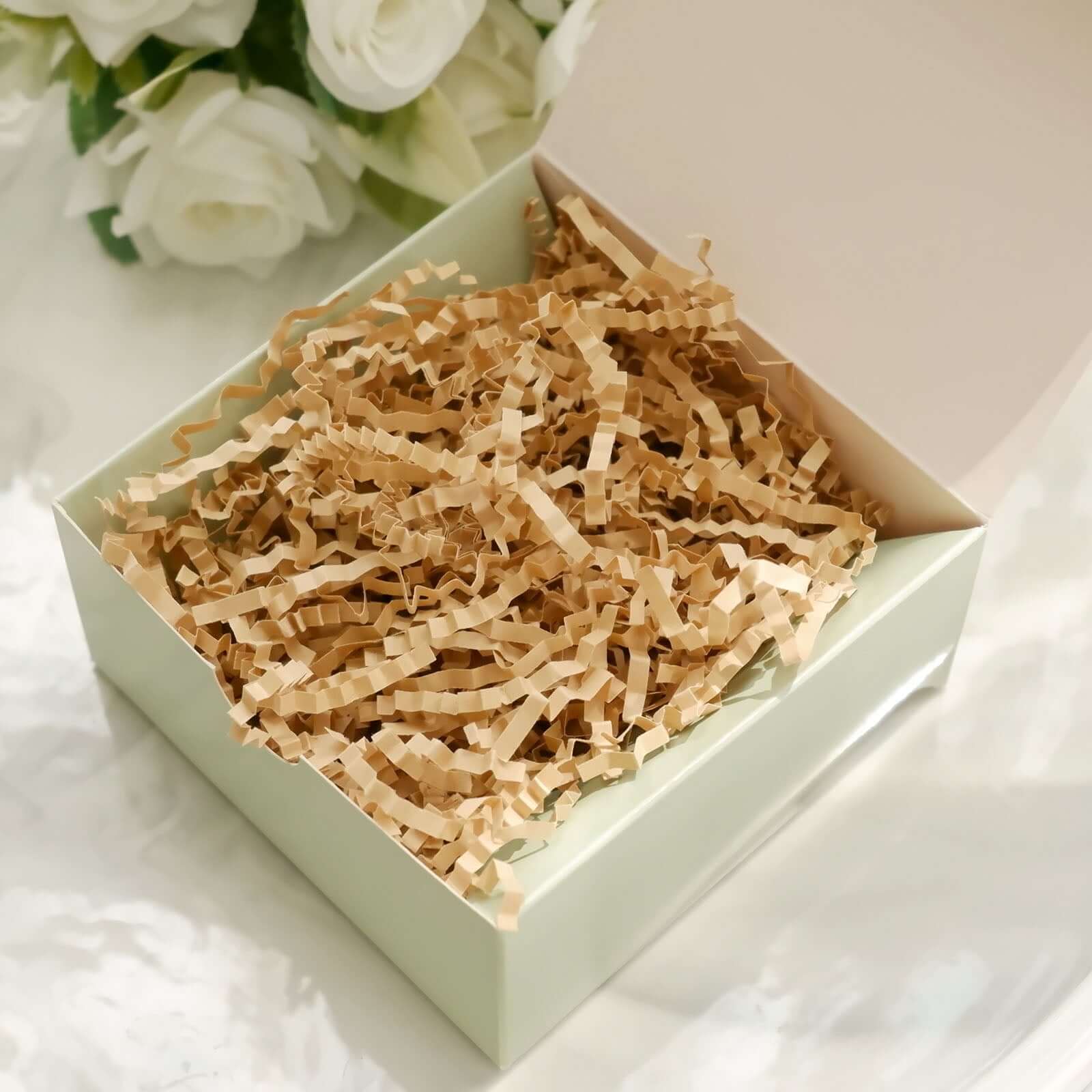 Paper Shred Basket Filler 8oz Crinkle Cut Design Natural Brown 3mm - Decorative Gift Bag Shreds - Image 5