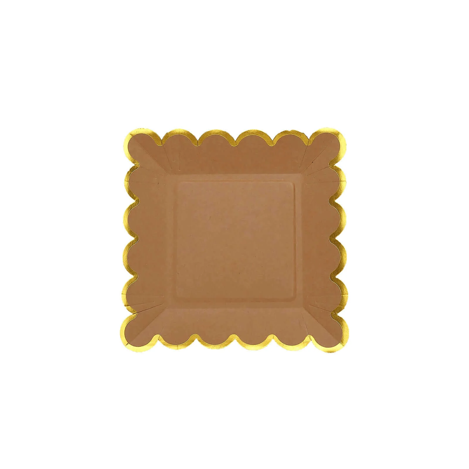 25-Pack Paper Square Dinner Plates 9" Natural Brown with Gold Scalloped Rim - Disposable Party Plates for Stylish Outdoor Events & Boho Celebrations - Image 7