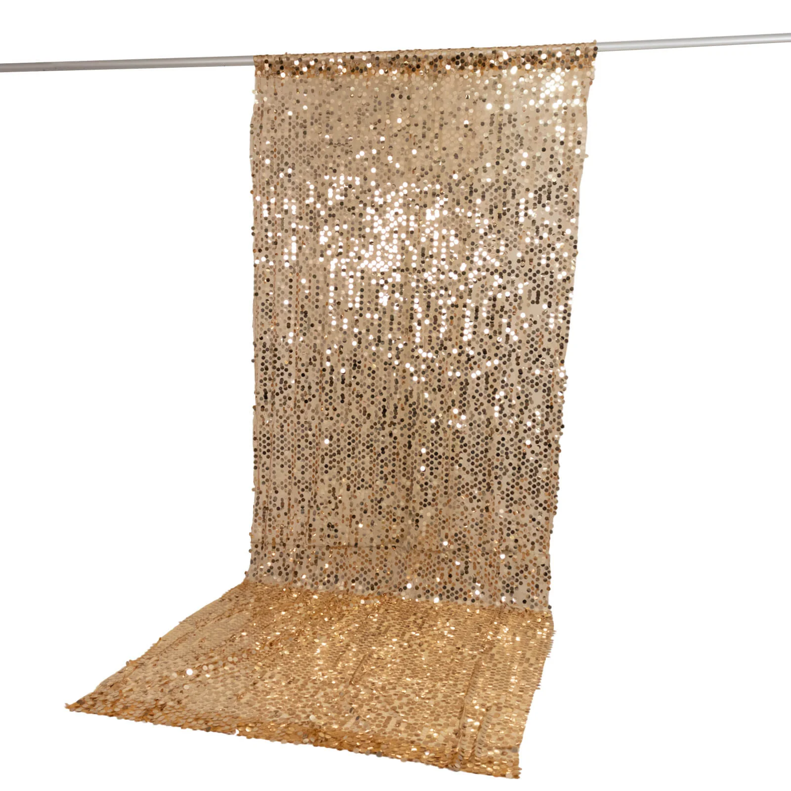 Large Payette Sequin Backdrop Curtain Gold 5ft x 12ft - Big Round Sequin Event Photography Panel with Rod Pocket - Image 2