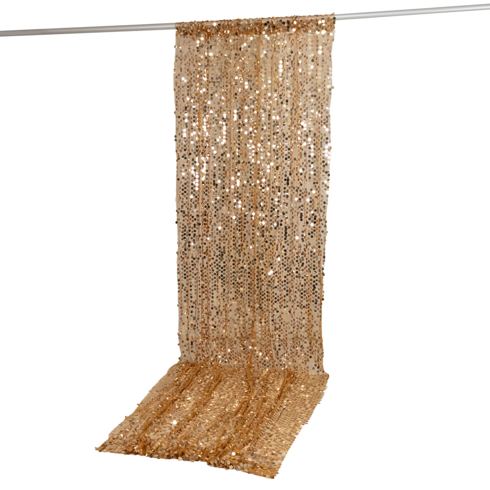 Large Payette Sequin Backdrop Curtain Gold 5ft x 12ft - Big Round Sequin Event Photography Panel with Rod Pocket - Image 4