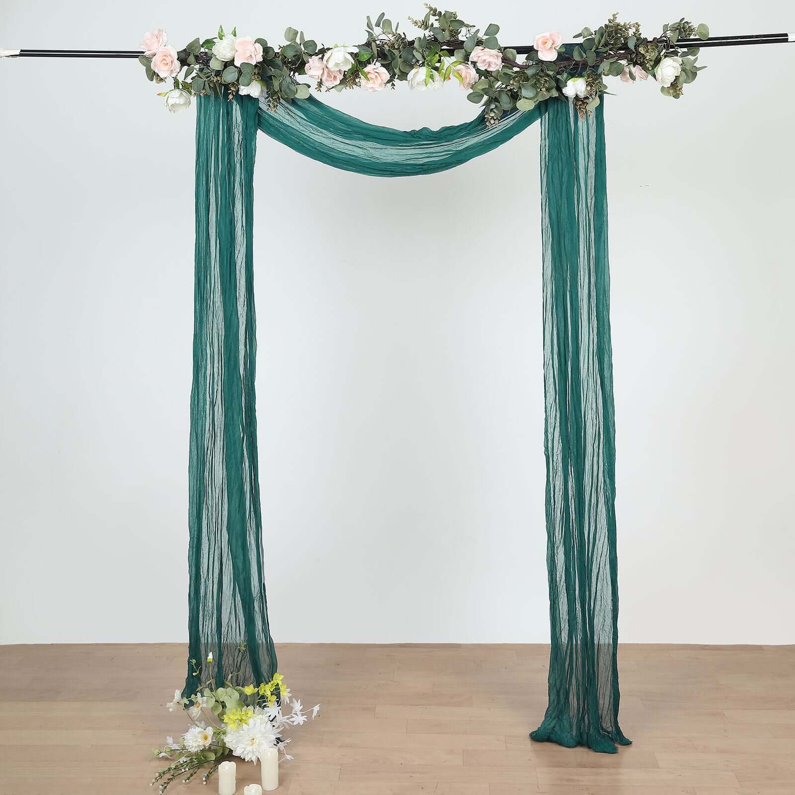 Peacock Teal Gauze Cheesecloth Draping Fabric Wedding Arch Decorations, Window Scarf Valance Drapes, Boho Arbor Long Curtain Panel 20ft - Image 7
