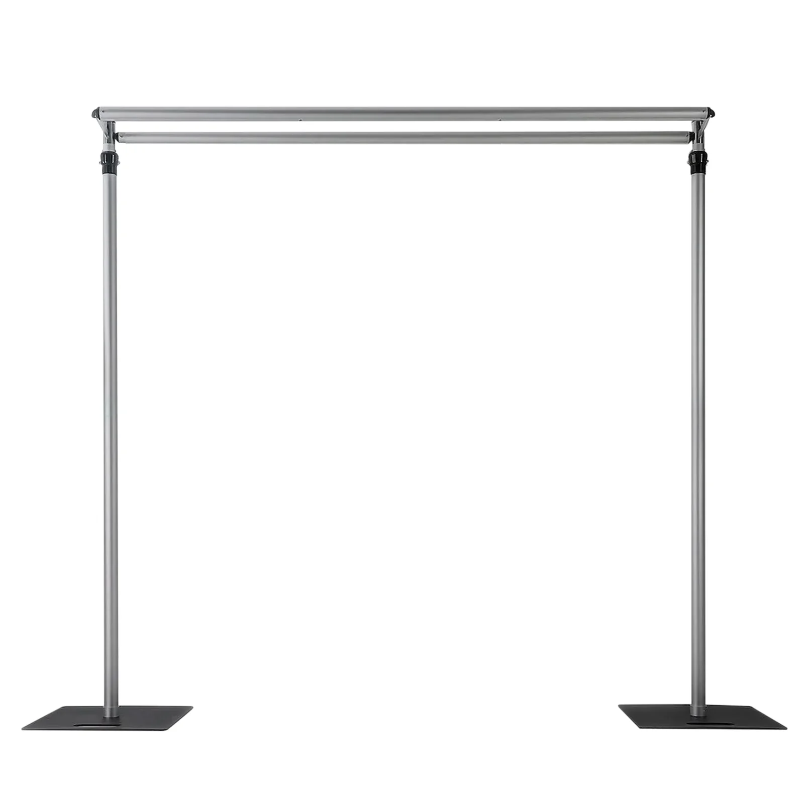 Pipe and Drape Backdrop Stand with Double Cross Bars, Adjustable Silver Aluminum Frame Support System 12ft x 12ft with Heavy Duty Steel Bases