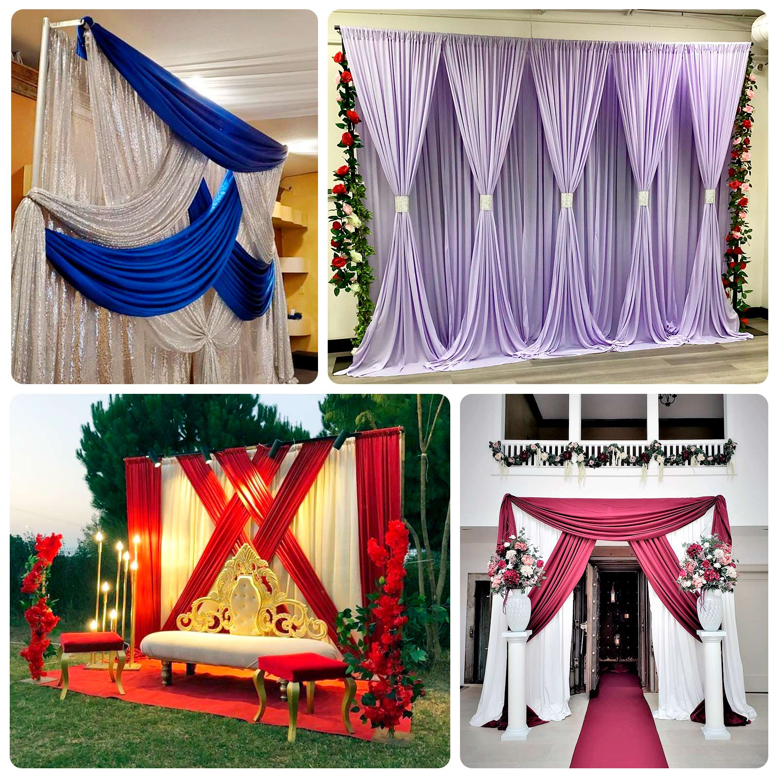 Pipe and Drape Backdrop Stand with Double Cross Bars, Adjustable Silver Aluminum Frame Support System 12ft x 12ft with Heavy Duty Steel Bases - Image 5