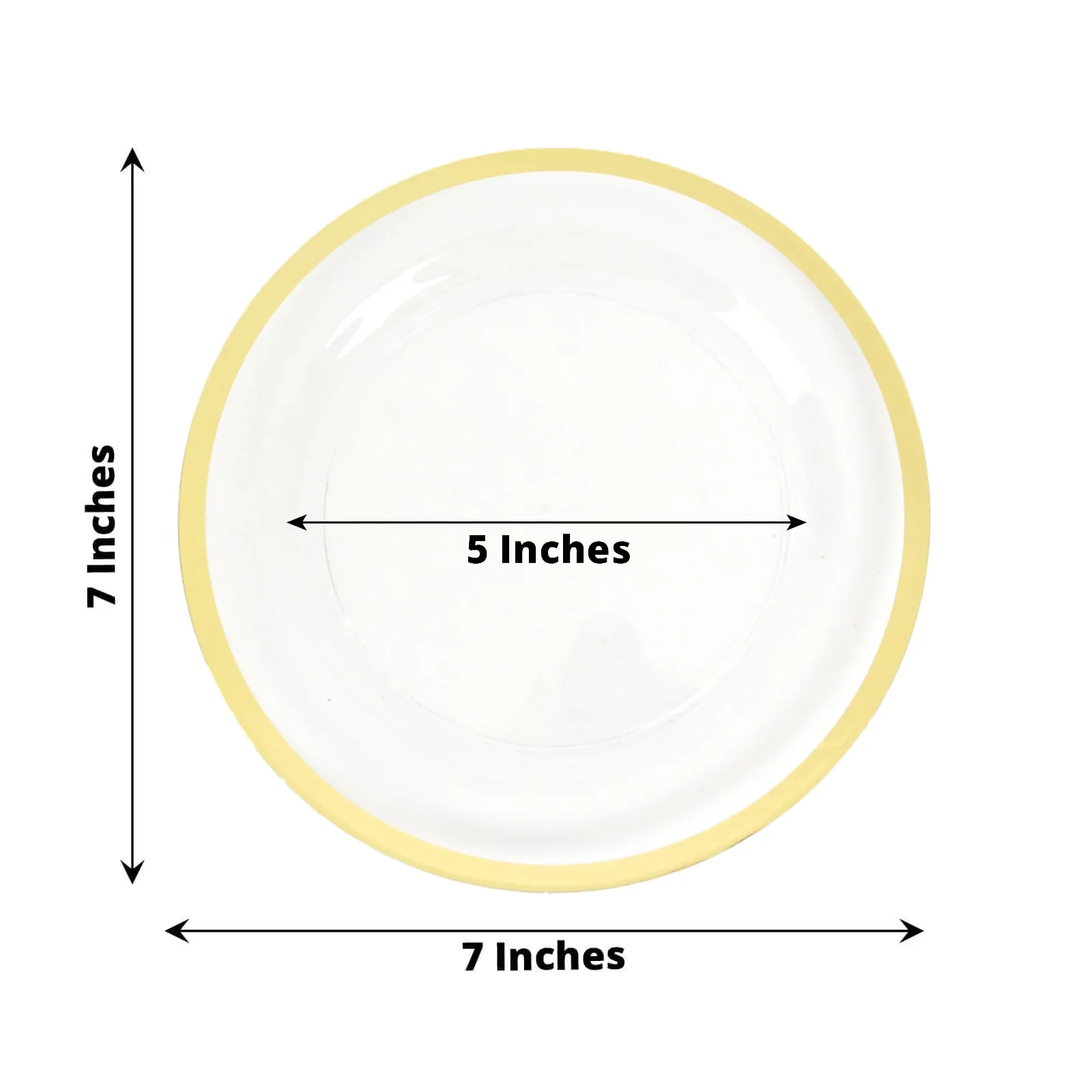 10-Pack Plastic Round Appetizer Plates 7" Clear with Gold Rim - Classy Disposable Salad Plates - Image 2