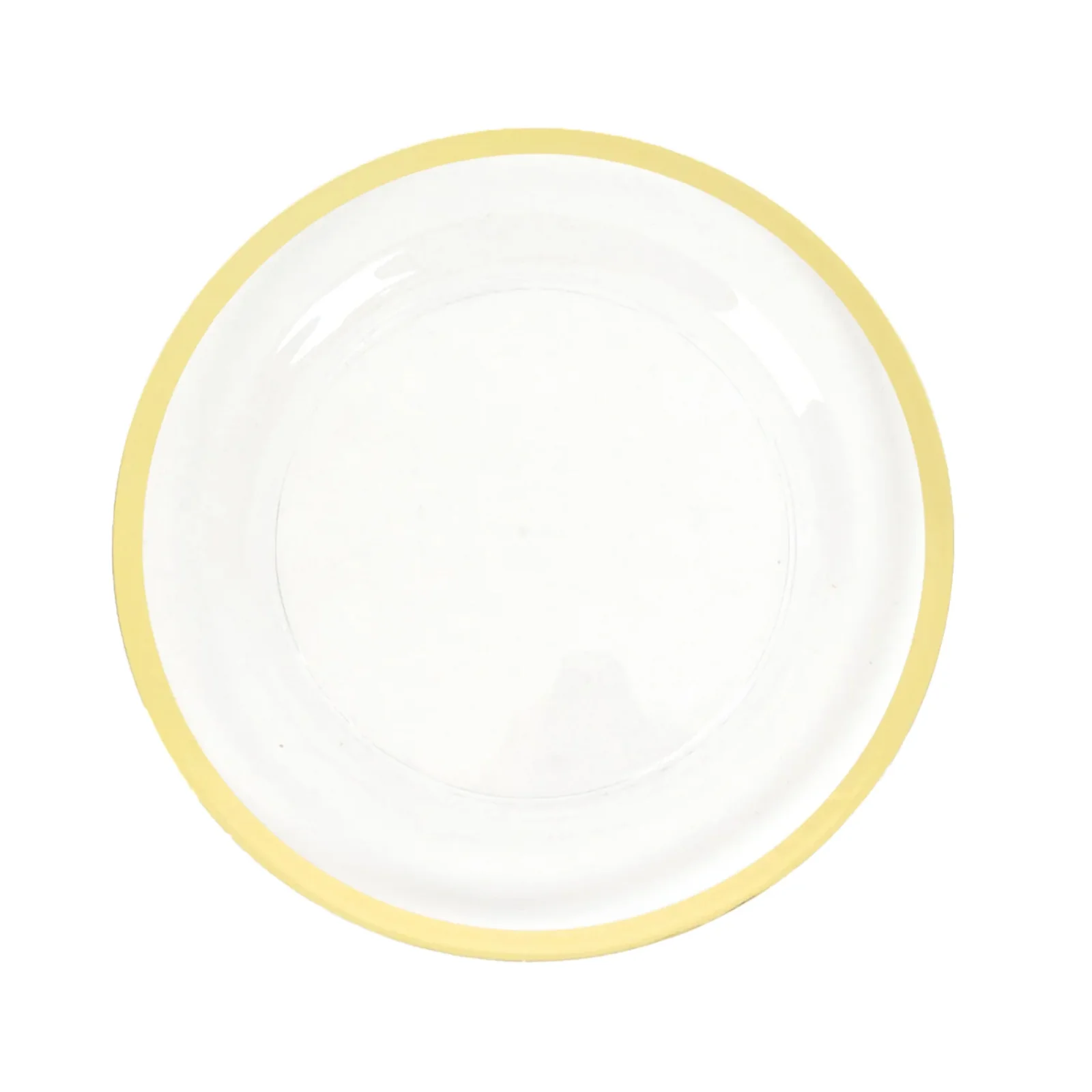 10-Pack Plastic Round Appetizer Plates 7" Clear with Gold Rim - Classy Disposable Salad Plates - Image 5