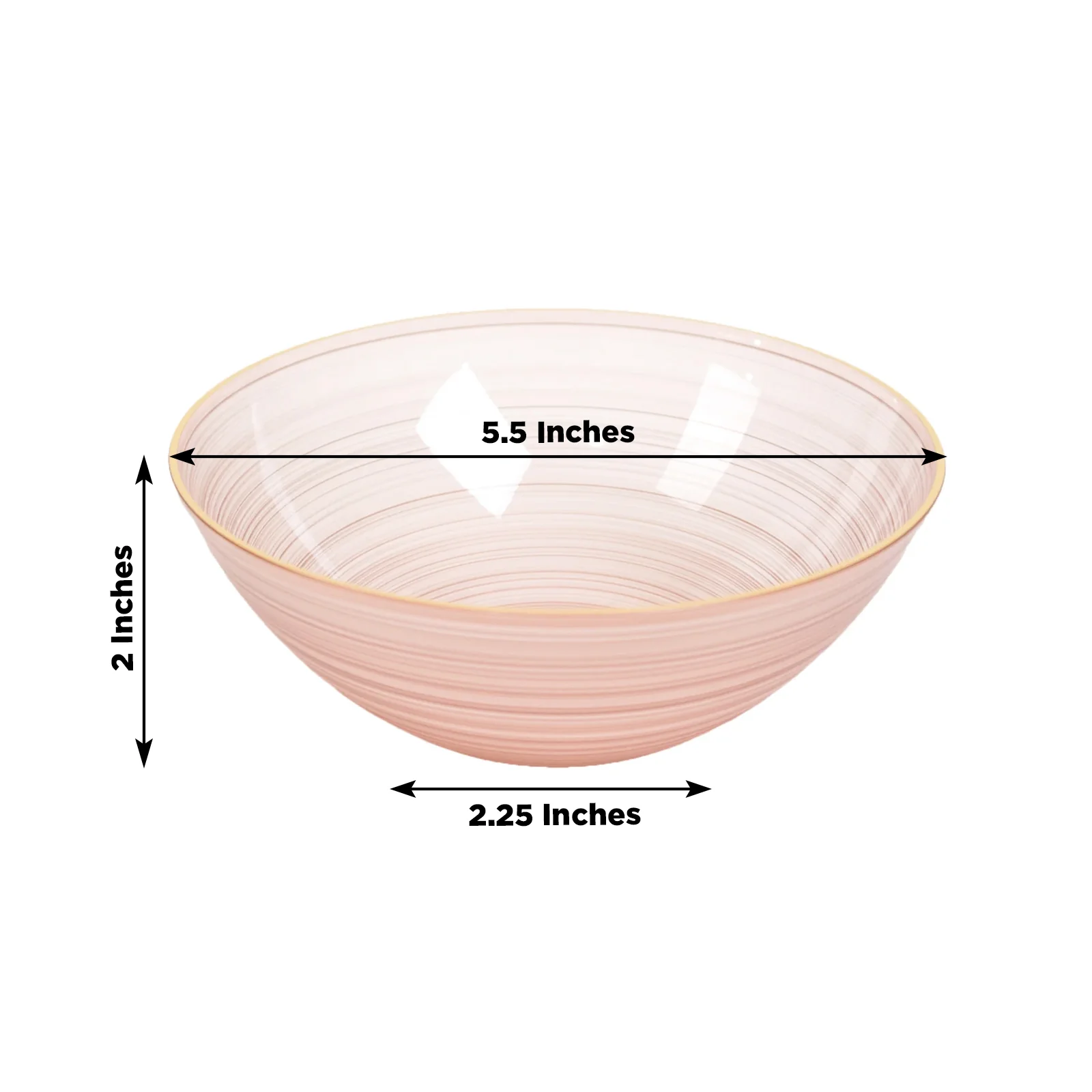 20-Pack Plastic Bowls 16oz – Transparent Dusty Rose with Gold Rim, Elegant Crystal-Like Swirl Disposable Bowls - Image 2