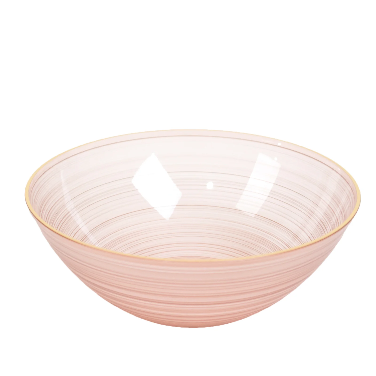 20-Pack Plastic Bowls 16oz – Transparent Dusty Rose with Gold Rim, Elegant Crystal-Like Swirl Disposable Bowls - Image 5