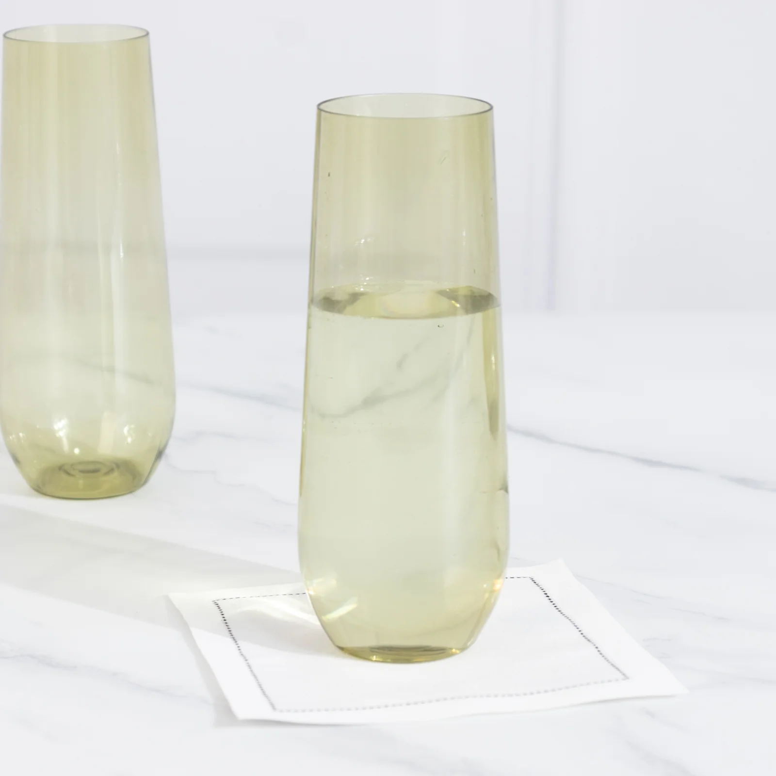 12 Pack Plastic Champagne Flutes in Transparent Dusty Sage Green, Reusable Lightweight Champagne Glass 9oz - Image 8