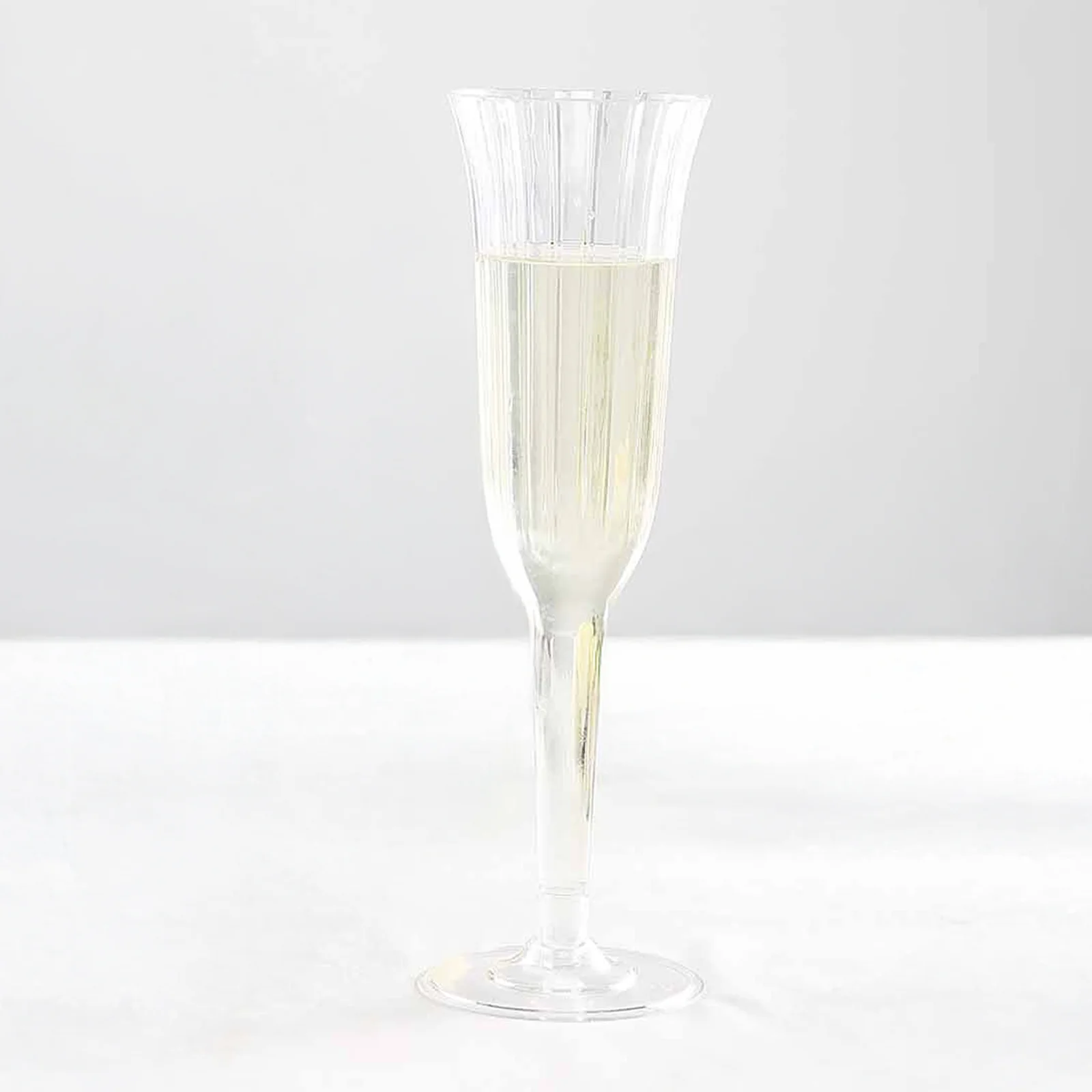 24-Pack Plastic Champagne Flutes 6oz Clear Flared Design - Disposable Glasses with Detachable Base - Image 2