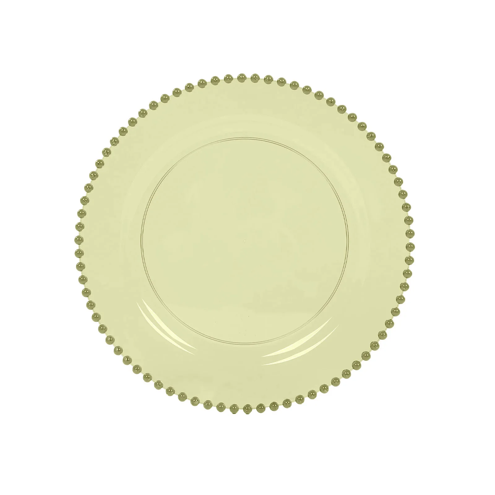 10-Pack Economy Plastic Charger Plates 13" Round Transparent Dusty Sage Green with Beaded Rim - Stylish Dinner Party Serving Plates - Image 2