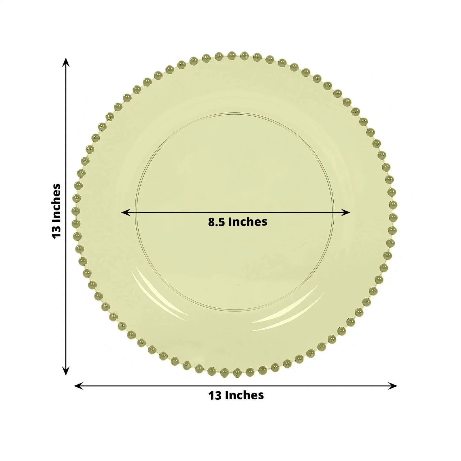 10-Pack Economy Plastic Charger Plates 13" Round Transparent Dusty Sage Green with Beaded Rim - Stylish Dinner Party Serving Plates - Image 3
