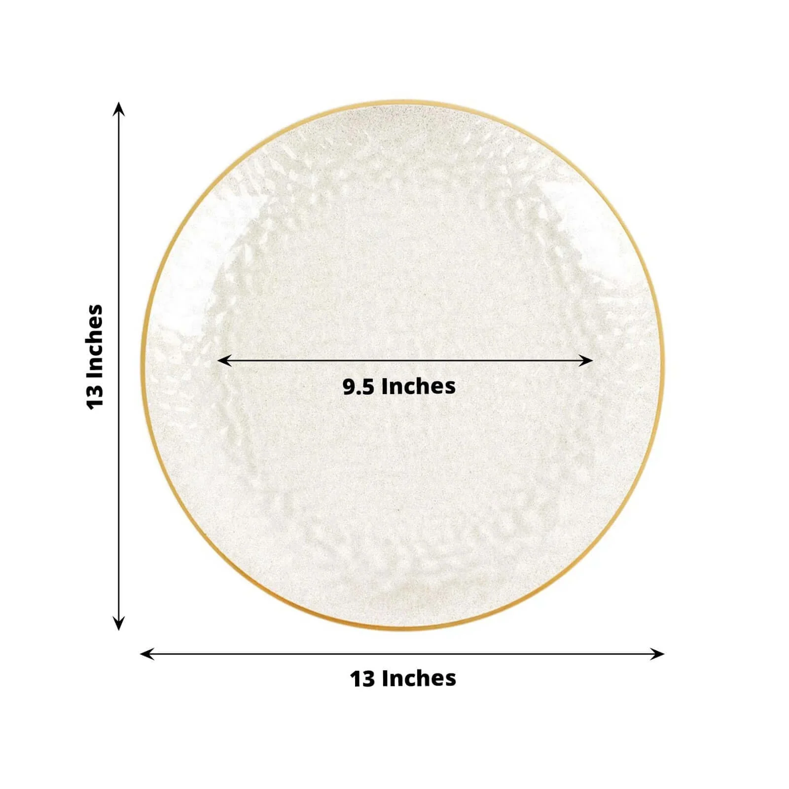 10-Pack Economy Plastic Charger Plates 13" Round Clear Hammered Design with Glittered Gold Rim - Decorative Dinner Party Serving Plates - Image 3
