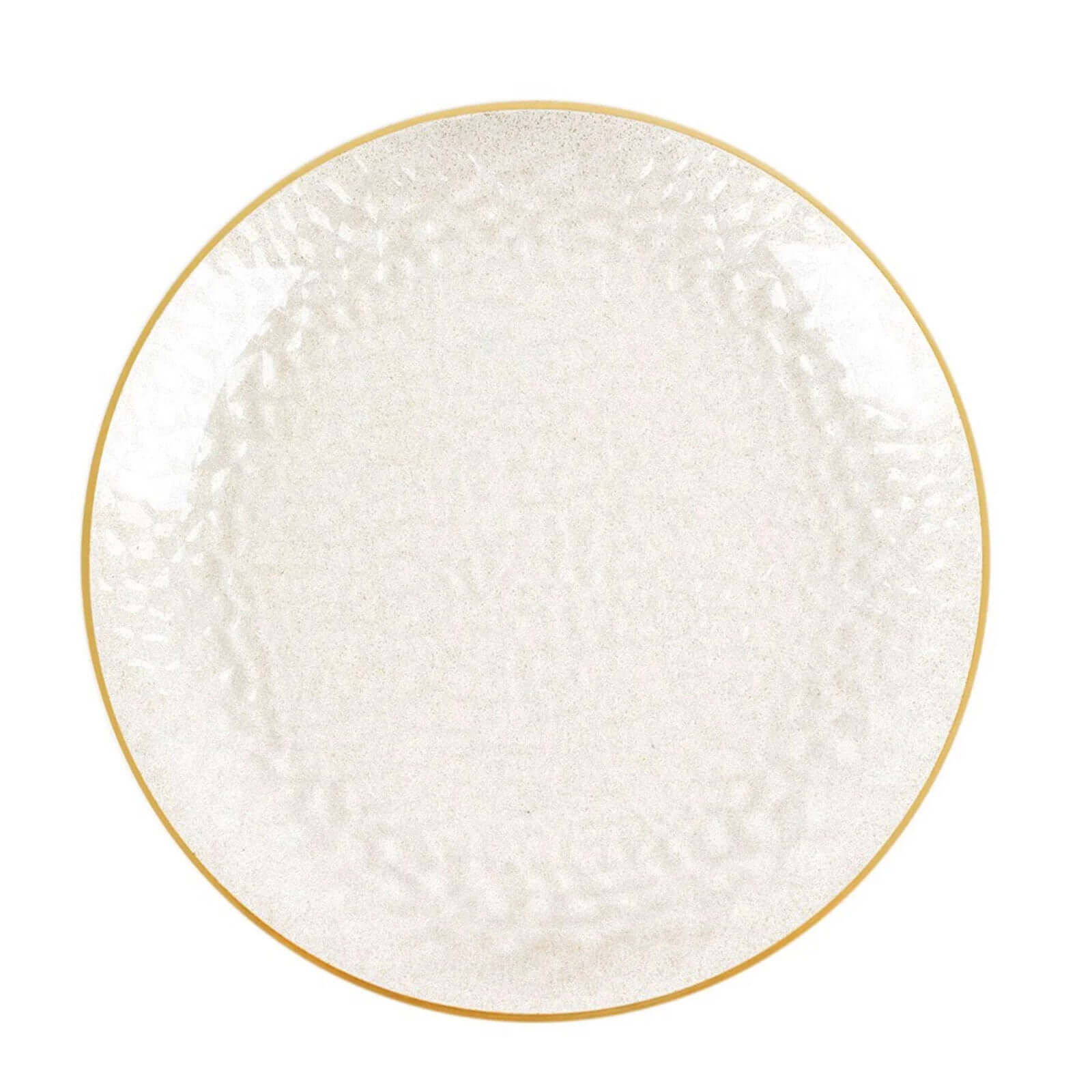 10-Pack Economy Plastic Charger Plates 13" Round Clear Hammered Design with Glittered Gold Rim - Decorative Dinner Party Serving Plates - Image 7