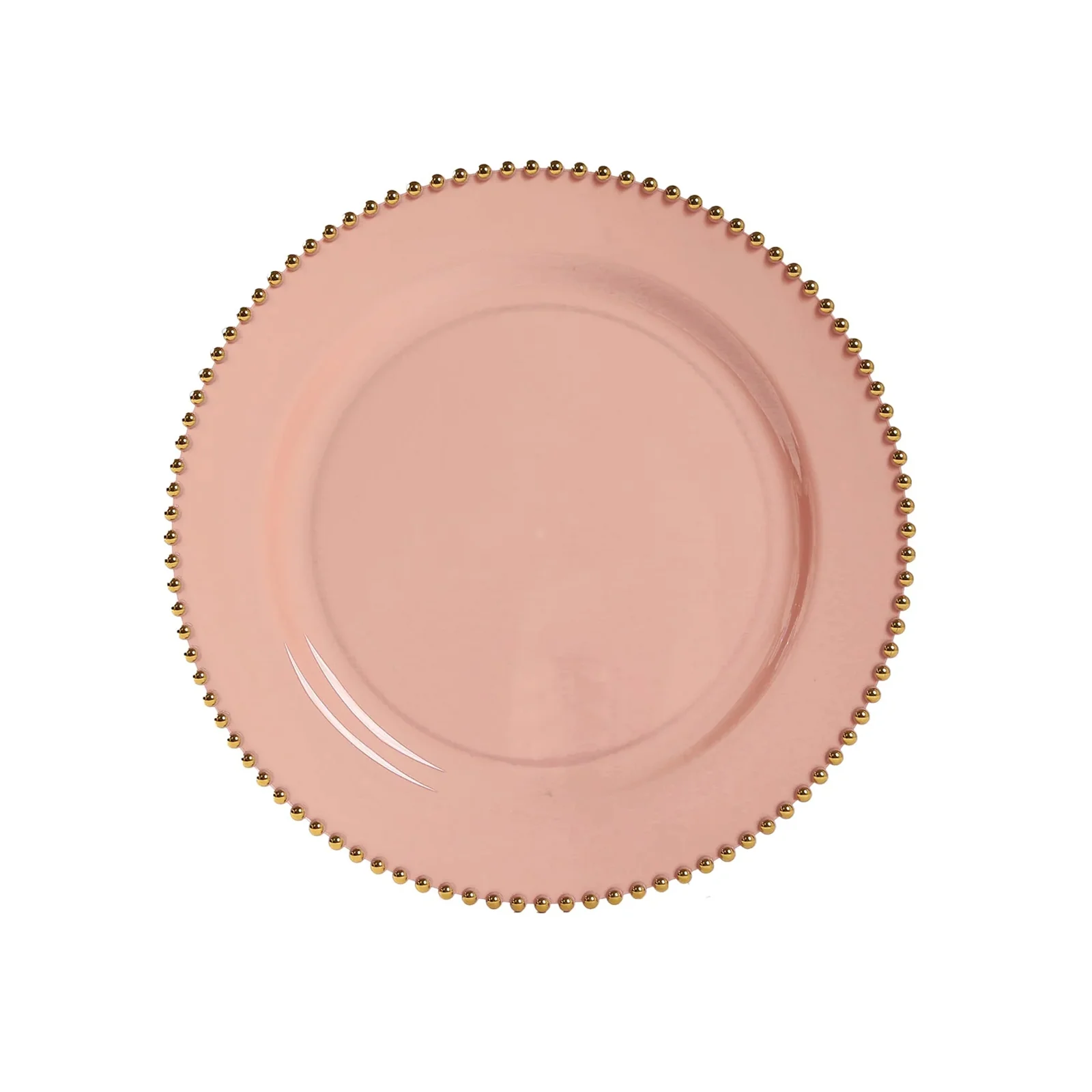 10-Pack Economy Plastic Charger Plates 13" Round Dusty Rose with Gold Beaded Rim - Stylish Dinner Party Serving Plates - Image 5
