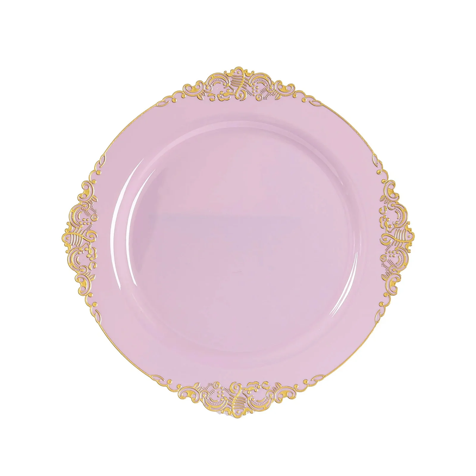 20-Pack Economy Plastic Charger Plates 13" Round Lavender Lilac with Gold Embossed Baroque Rim - Stylish Dinner Party Serving Plates - Image 6