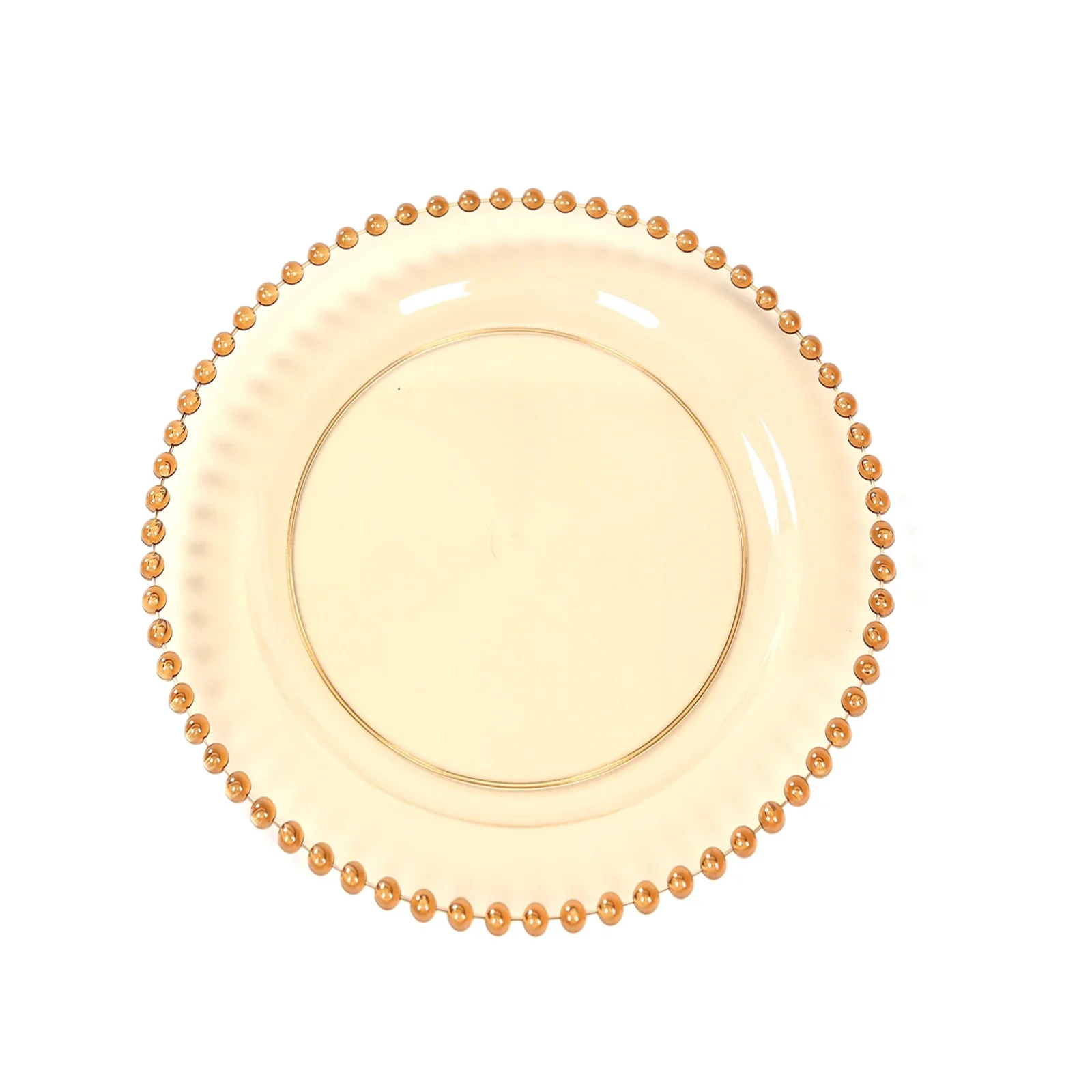 10 Pack Plastic Dessert Appetizer Plates in Amber Gold with Beaded Rim, Disposable Round Salad Party Plates 8" - Image 5