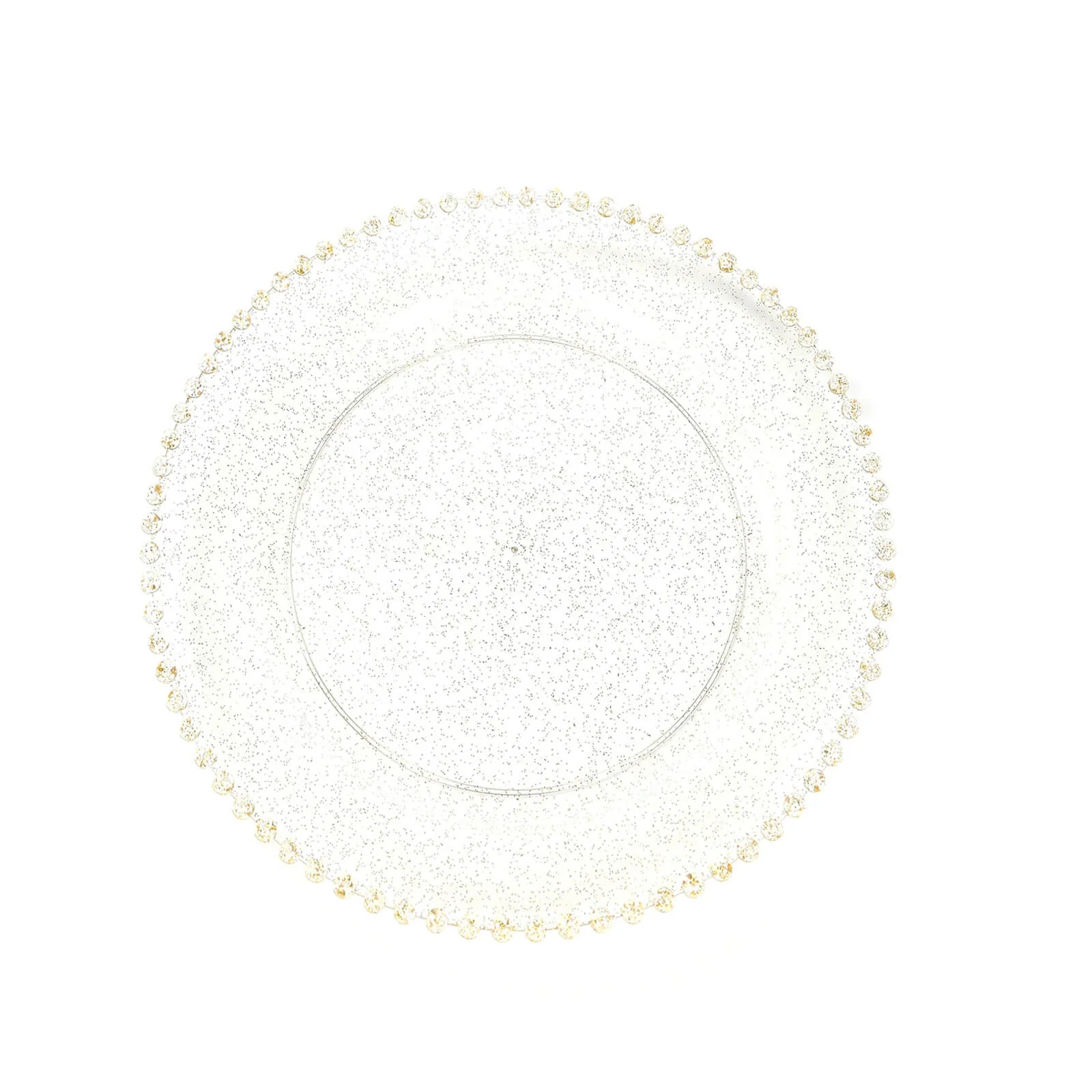 10 Pack Plastic Dessert Appetizer Plates in Clear Gold Glittered with Beaded Rim, Disposable Round Salad Party Plates 8" - Image 5