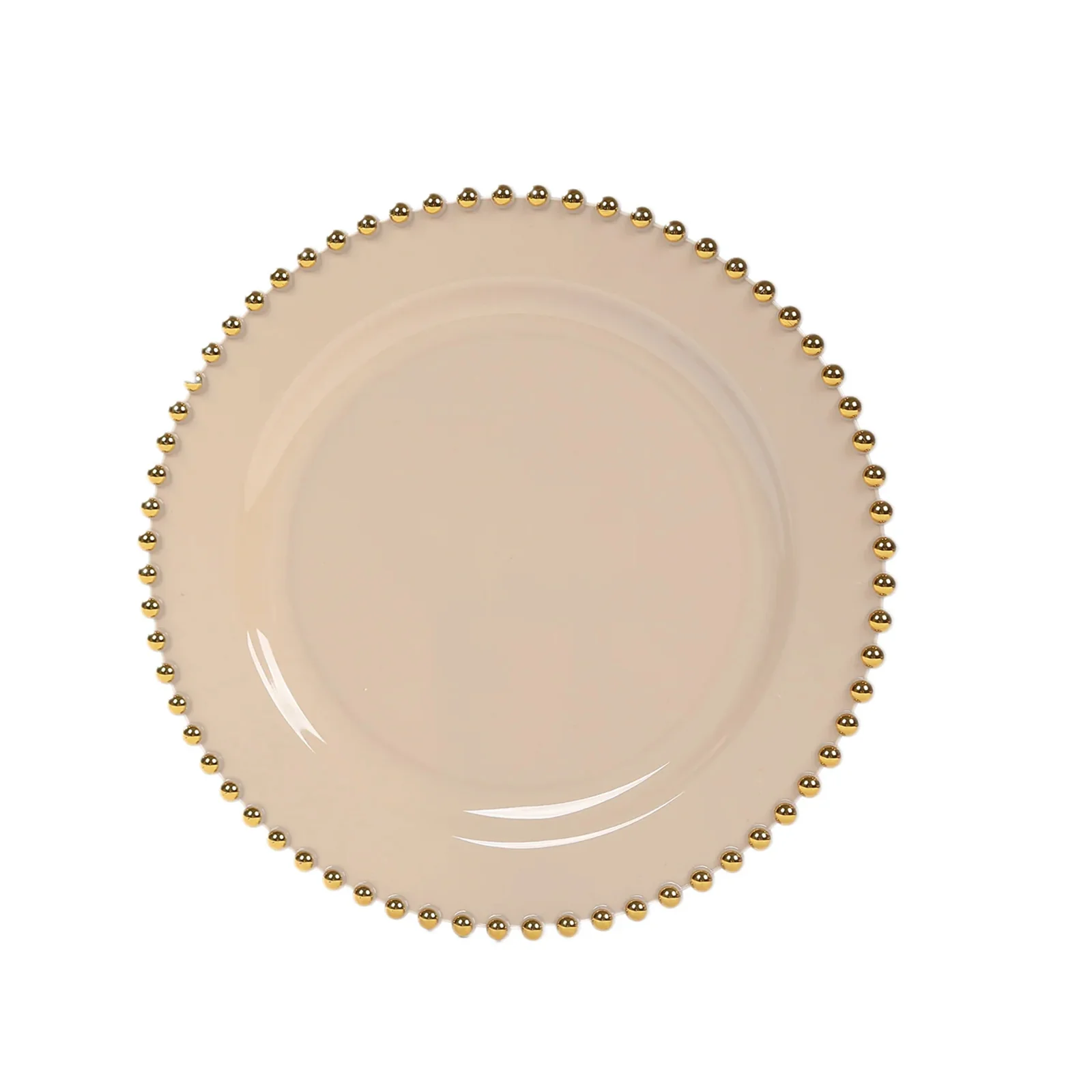 10 Pack Plastic Dessert Appetizer Plates in Taupe with Gold Beaded Rim, Disposable Round Salad Party Plates 8" - Image 5