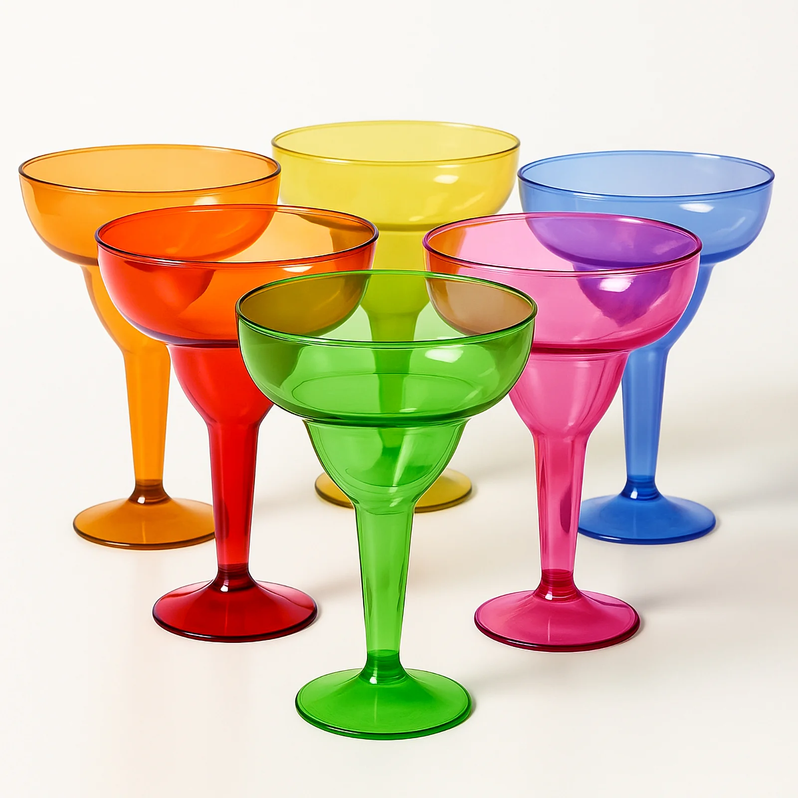 48-Pack Plastic Margarita Glasses 12oz - Assorted Colors, Reusable Cocktail Cups for Parties, Fiesta & Frozen Drinks - Image 2