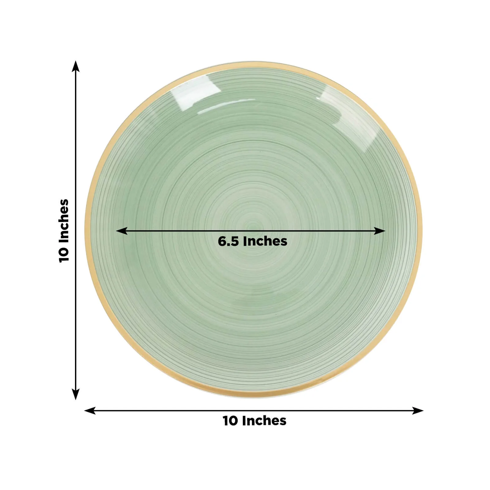 20-Pack Plastic Dinner Plates 10" Round Transparent Dusty Sage Green Swirl with Gold Rim – Crystal-Like Elegant Party Plates - Image 2