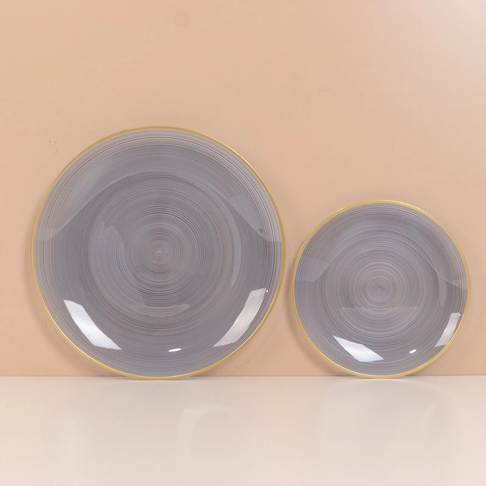 20-Pack Plastic Salad Dessert Plates 7" Round Transparent Dusty Blue Swirl with Gold Rim – Crystal-Like Elegant Party Plates - Image 8