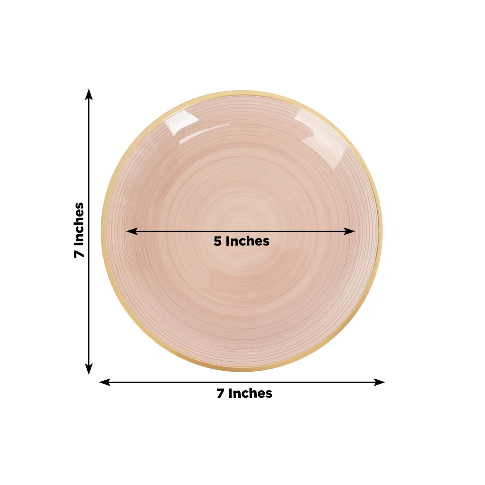 20-Pack Plastic Salad Dessert Plates 7" Round Transparent Dusty Rose Swirl with Gold Rim – Crystal-Like Elegant Party Plates - Image 2