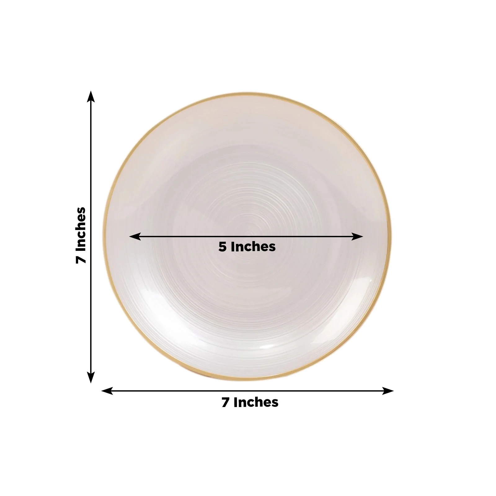 20-Pack Plastic Salad Dessert Plates 7" Round Transparent Pearl White Swirl with Gold Rim – Crystal-Like Elegant Party Plates - Image 2