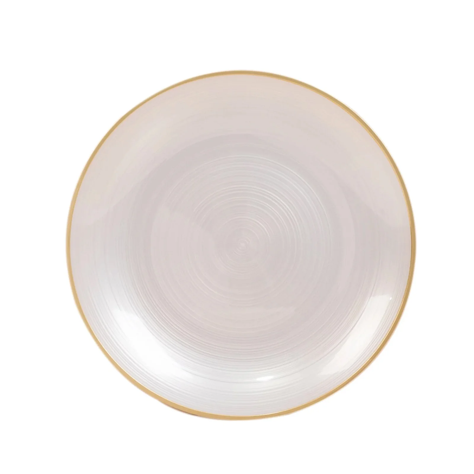 20-Pack Plastic Salad Dessert Plates 7" Round Transparent Pearl White Swirl with Gold Rim – Crystal-Like Elegant Party Plates - Image 5