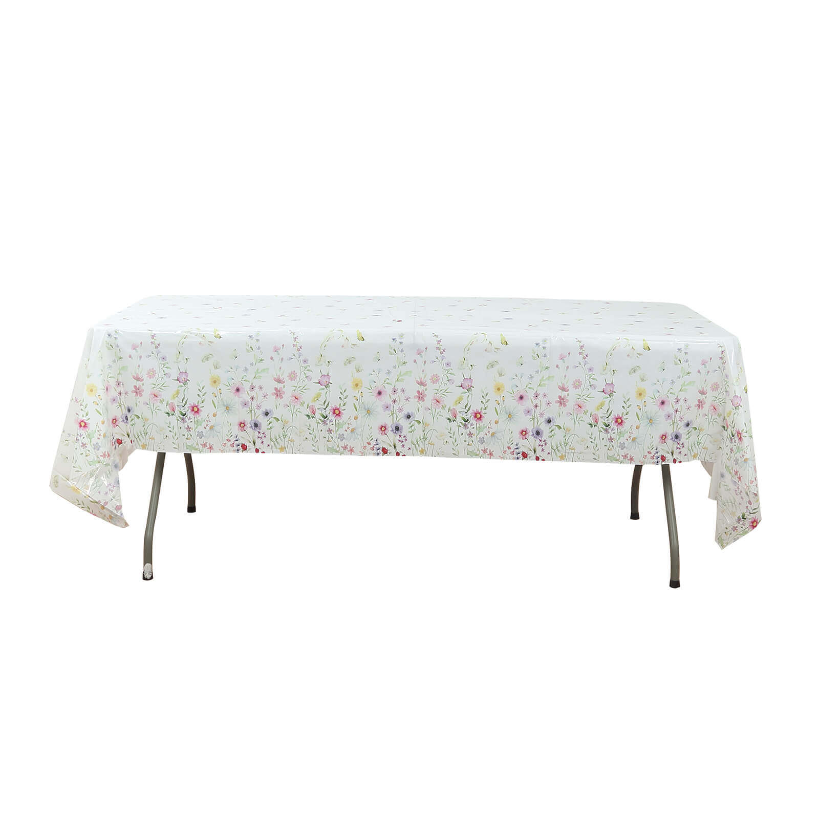 5-Pack Plastic Tablecloths 54"x108" White/Green Spring Floral Rectangle with Wild Flowers Butterfly Print - PVC Waterproof Disposable Covers - Image 7