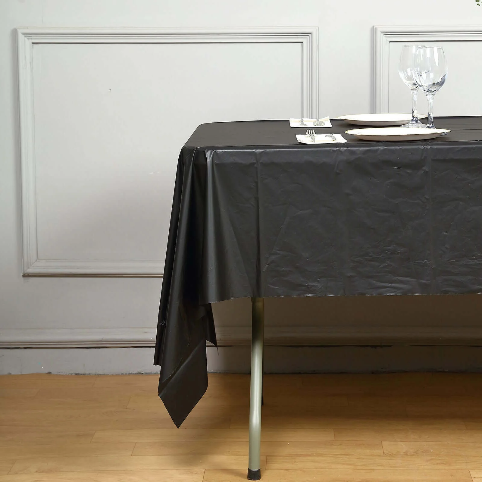 5-Pack Plastic Table Covers 54"x108" Black Rectangle - PVC Waterproof Disposable Tablecloths - Image 3