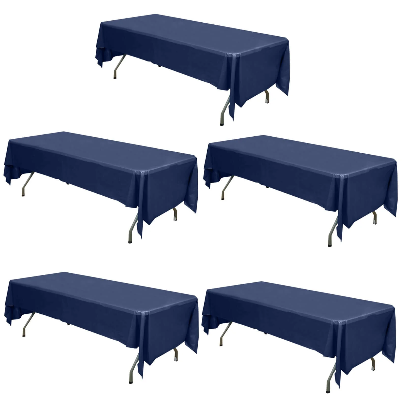 5-Pack Plastic Table Covers 54"x108" Navy Blue Rectangle - PVC Waterproof Disposable Tablecloths - Image 6