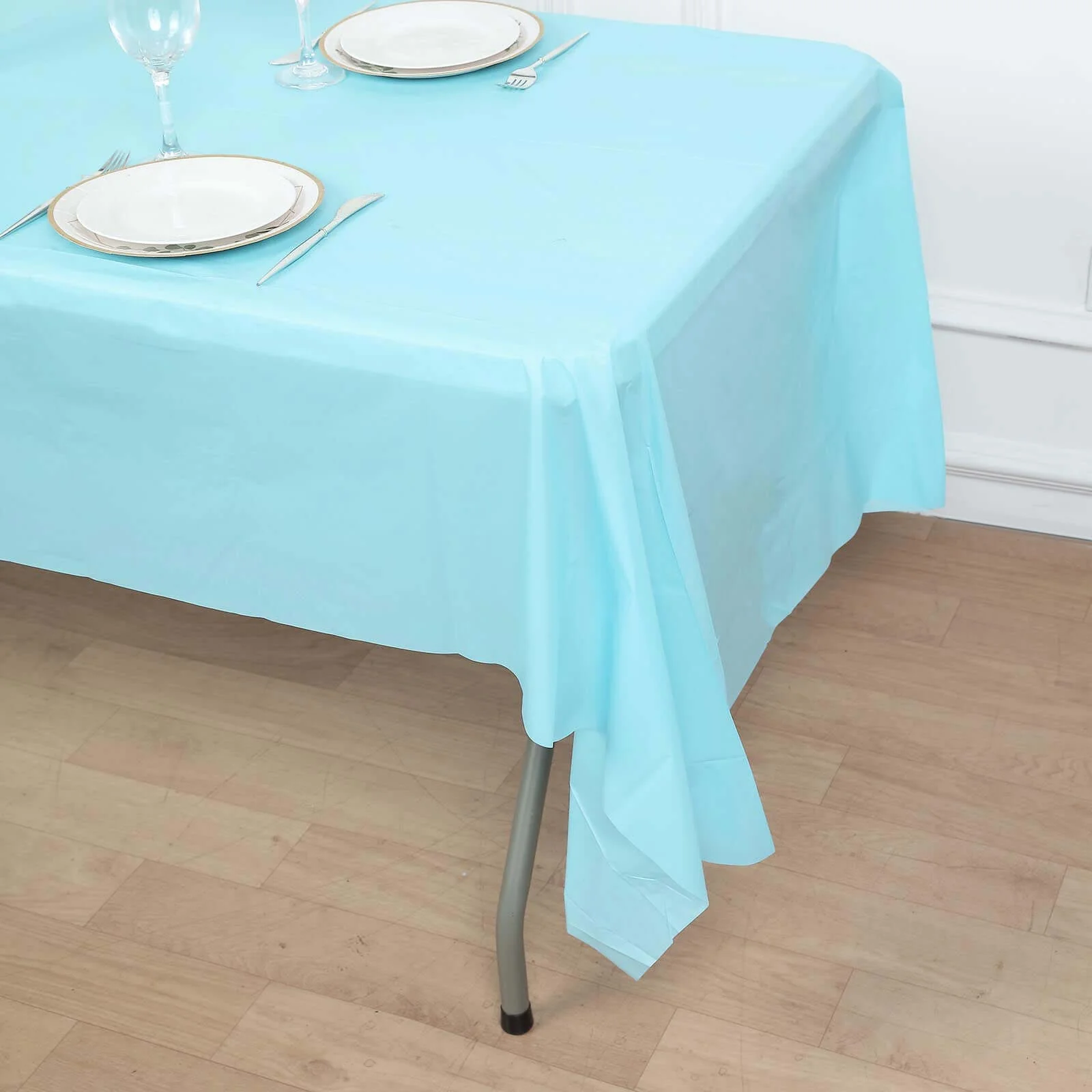 Plastic Table Cover 54"x108" Light Blue Rectangle - PVC Waterproof Disposable Cover - Image 9