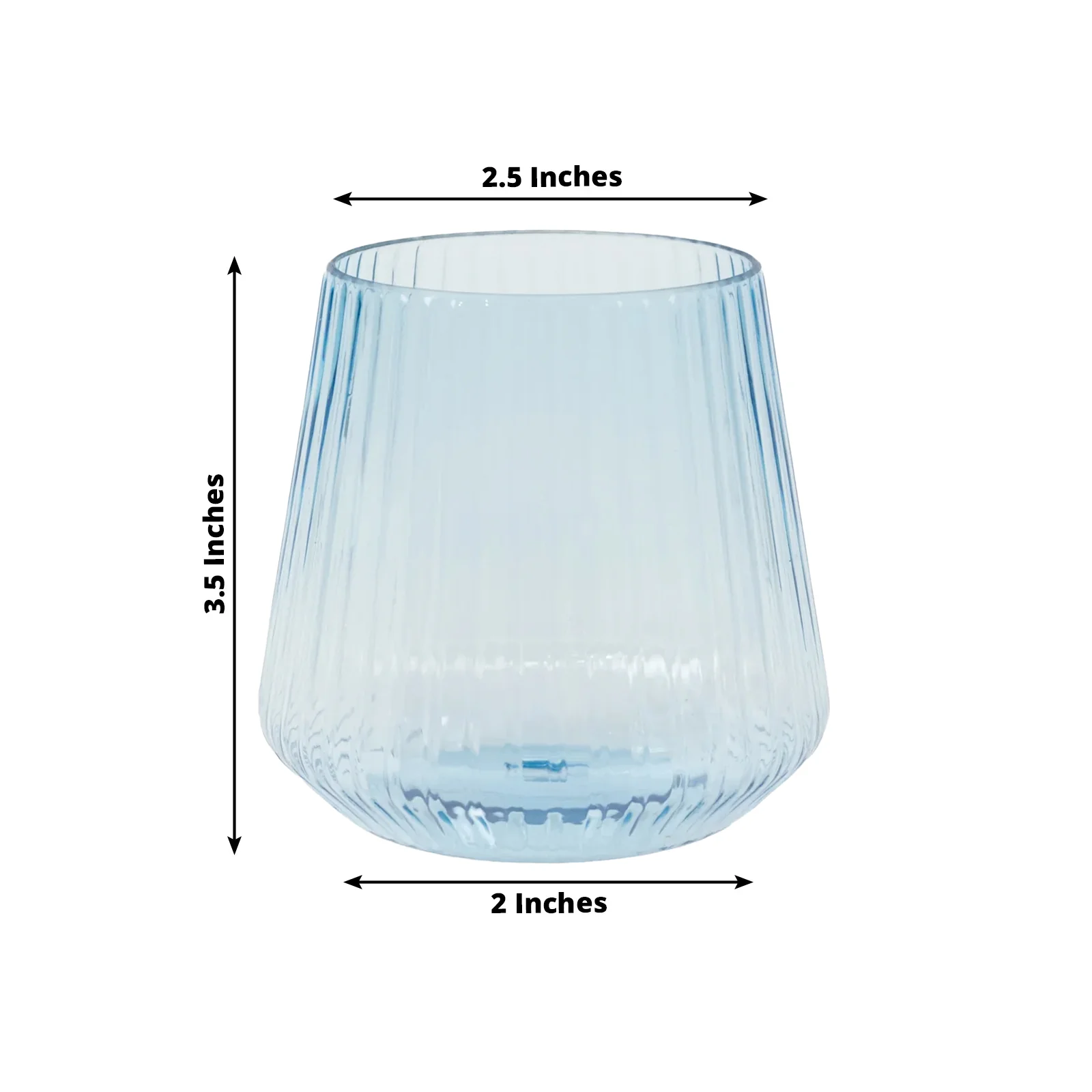 12-Pack Plastic Stemless Wine Glasses – 12oz Transparent Dusty Blue Ribbed Design, Reusable Shatterproof Cocktail Tumblers - Image 3