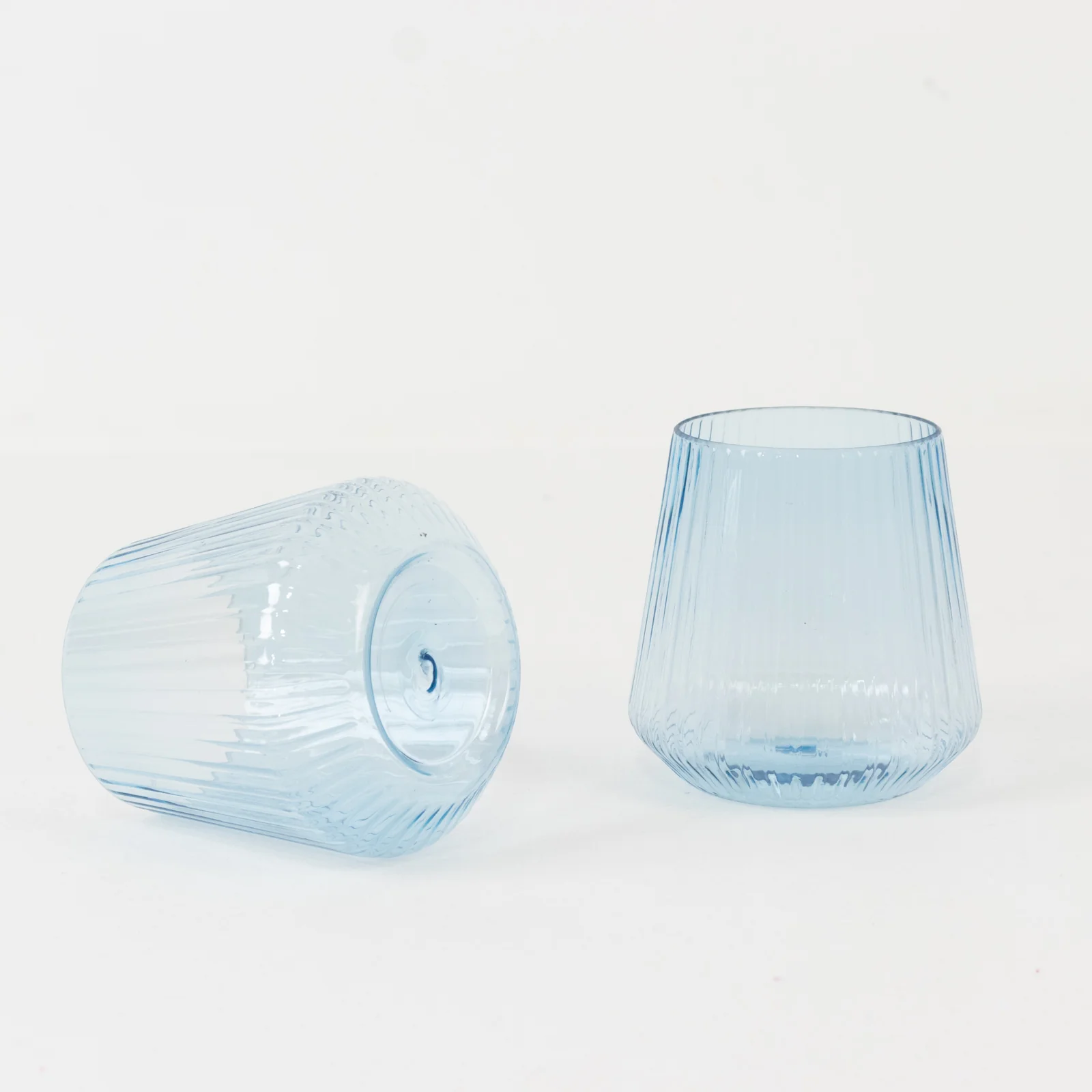 12-Pack Plastic Stemless Wine Glasses – 12oz Transparent Dusty Blue Ribbed Design, Reusable Shatterproof Cocktail Tumblers - Image 8