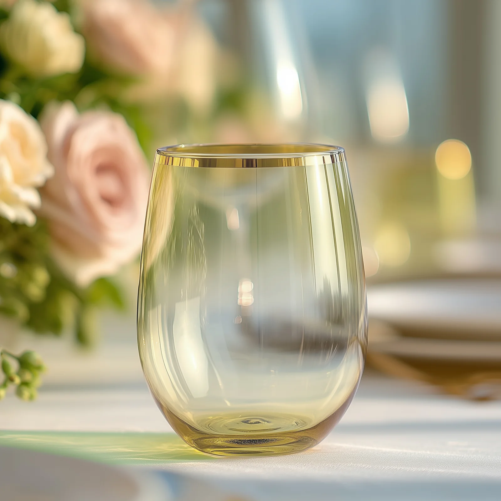 12-Pack Plastic Stemless Wine Glasses 12oz, Transparent Dusty Sage Green with Gold Rim - Reusable Tumblers for Events - Image 7