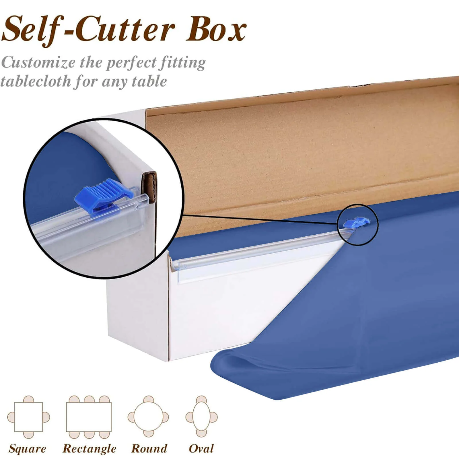 Plastic Table Cover Roll 54"x300ft Navy Blue with Slide Cutter - Cuts Up to 36 Rectangle 8ft Disposable Tablecloths - Image 2