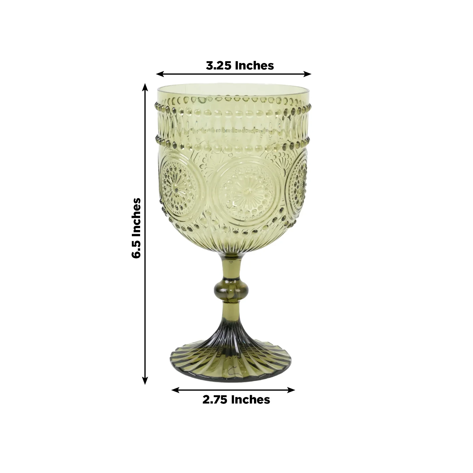12 Pack Plastic Wine Goblets, 15oz Reusable Shatterproof Dusty Sage Green Vintage Drinkware – Embossed Floral Pattern Decorative Cups - Image 3