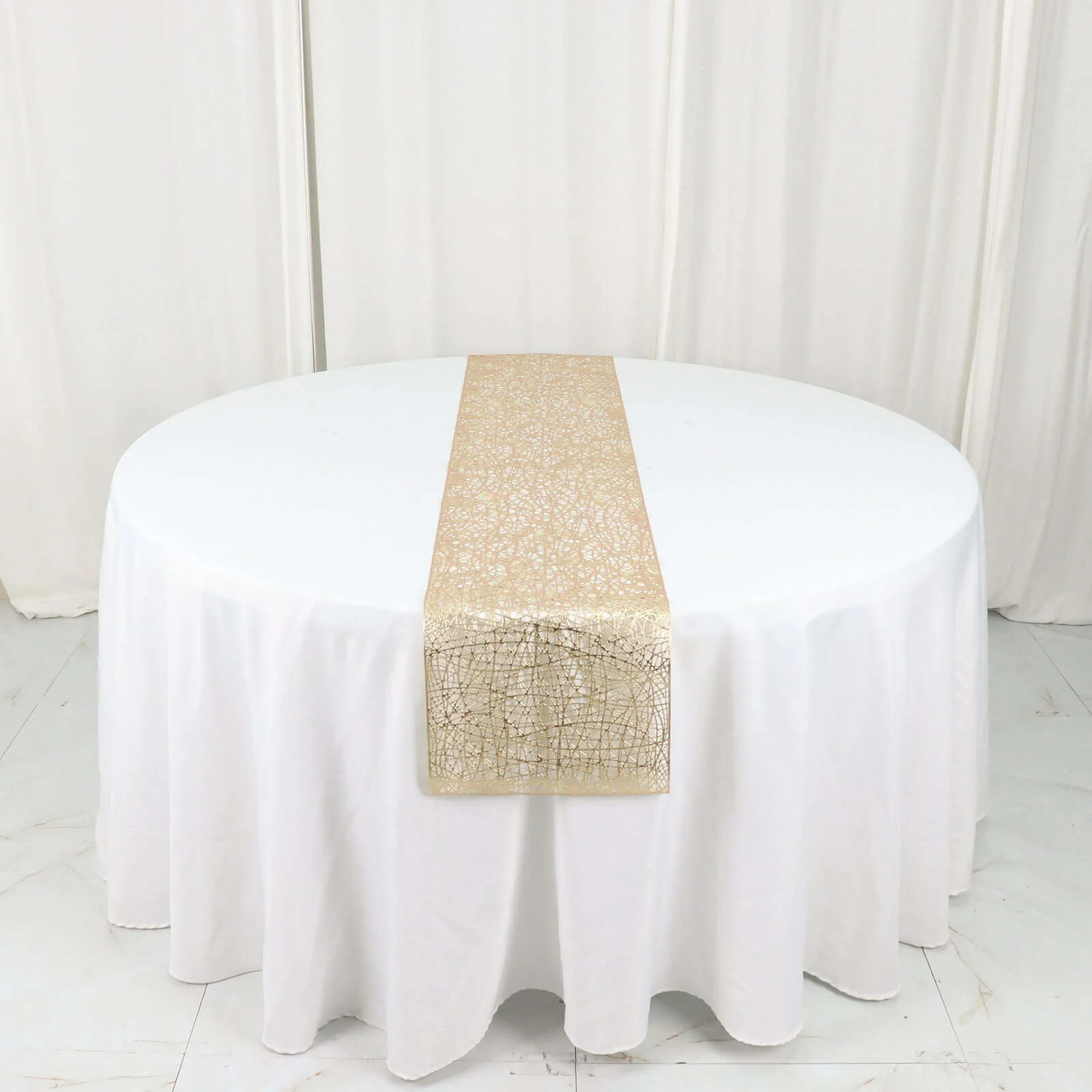 Plastic Woven Vinyl Table Runner 13"x6ft Metallic Gold - Non-Slip Reversible Table Decor for Parties & Events - Image 10