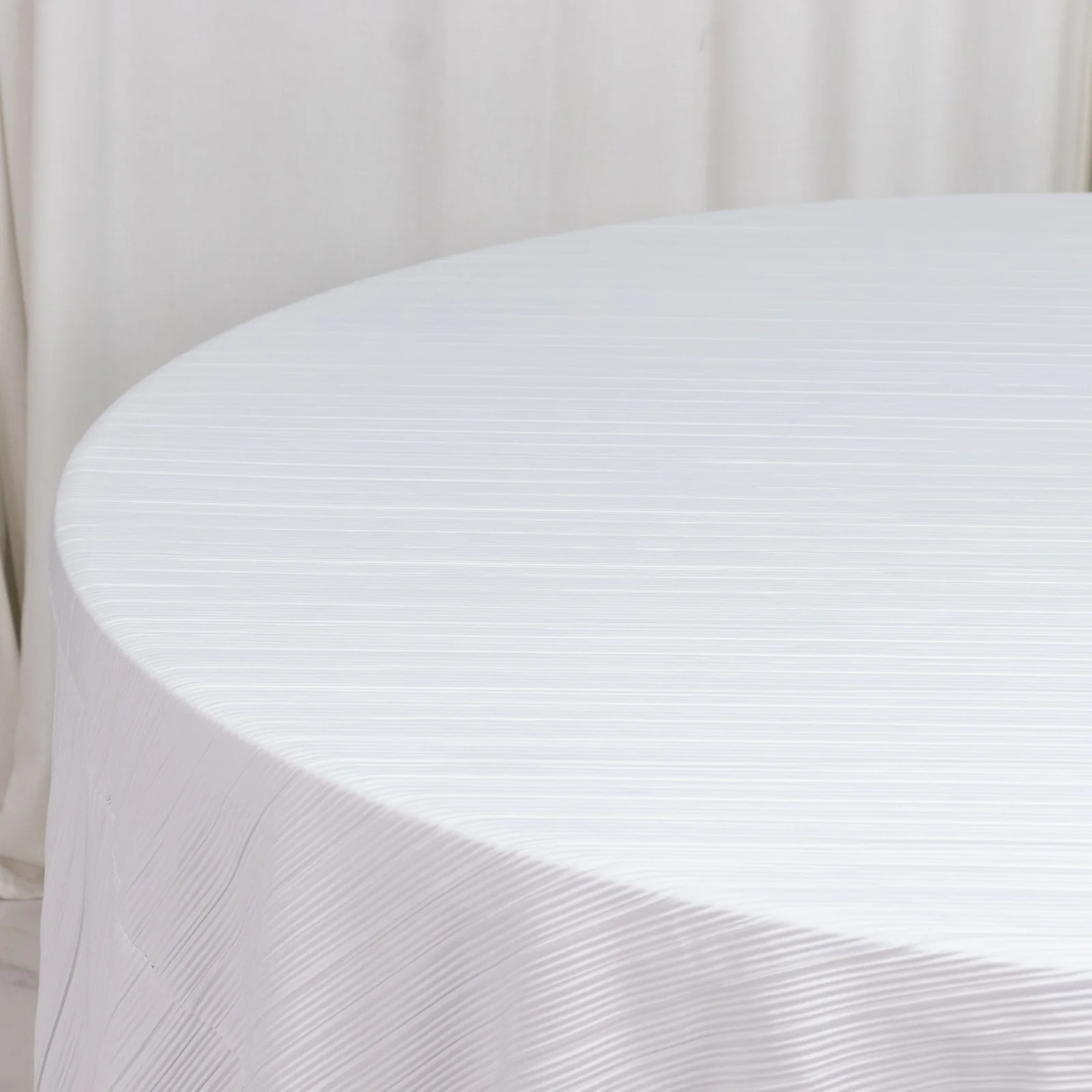 Scuba Tablecloth 120" Round White Accordion Pleated – Wrinkle Free & Stain Resistant Textured Table Linen - Image 6