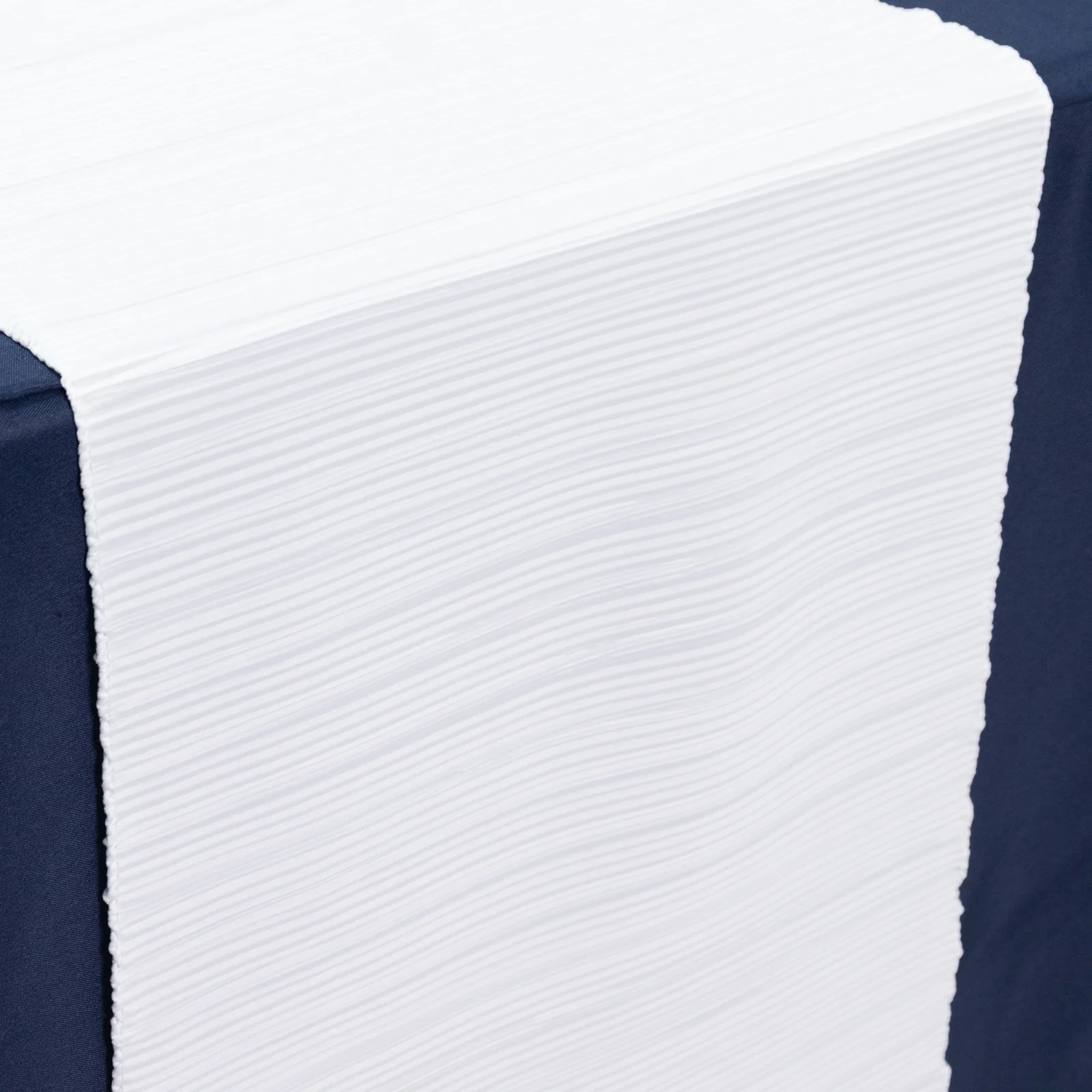 Scuba Table Runner 12" x 108" White Accordion Pleated – Wrinkle Free & Stain Resistant Textured Table Accent