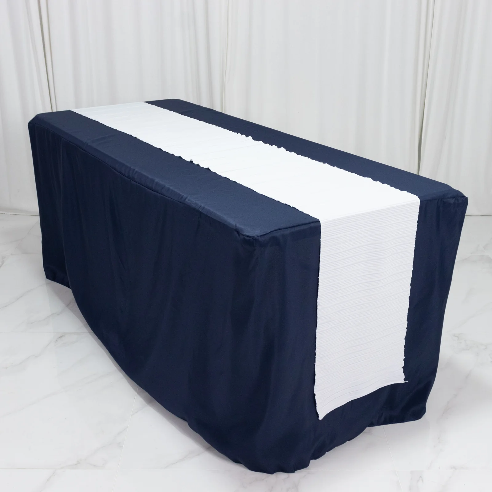 Scuba Table Runner 12" x 108" White Accordion Pleated – Wrinkle Free & Stain Resistant Textured Table Accent - Image 6