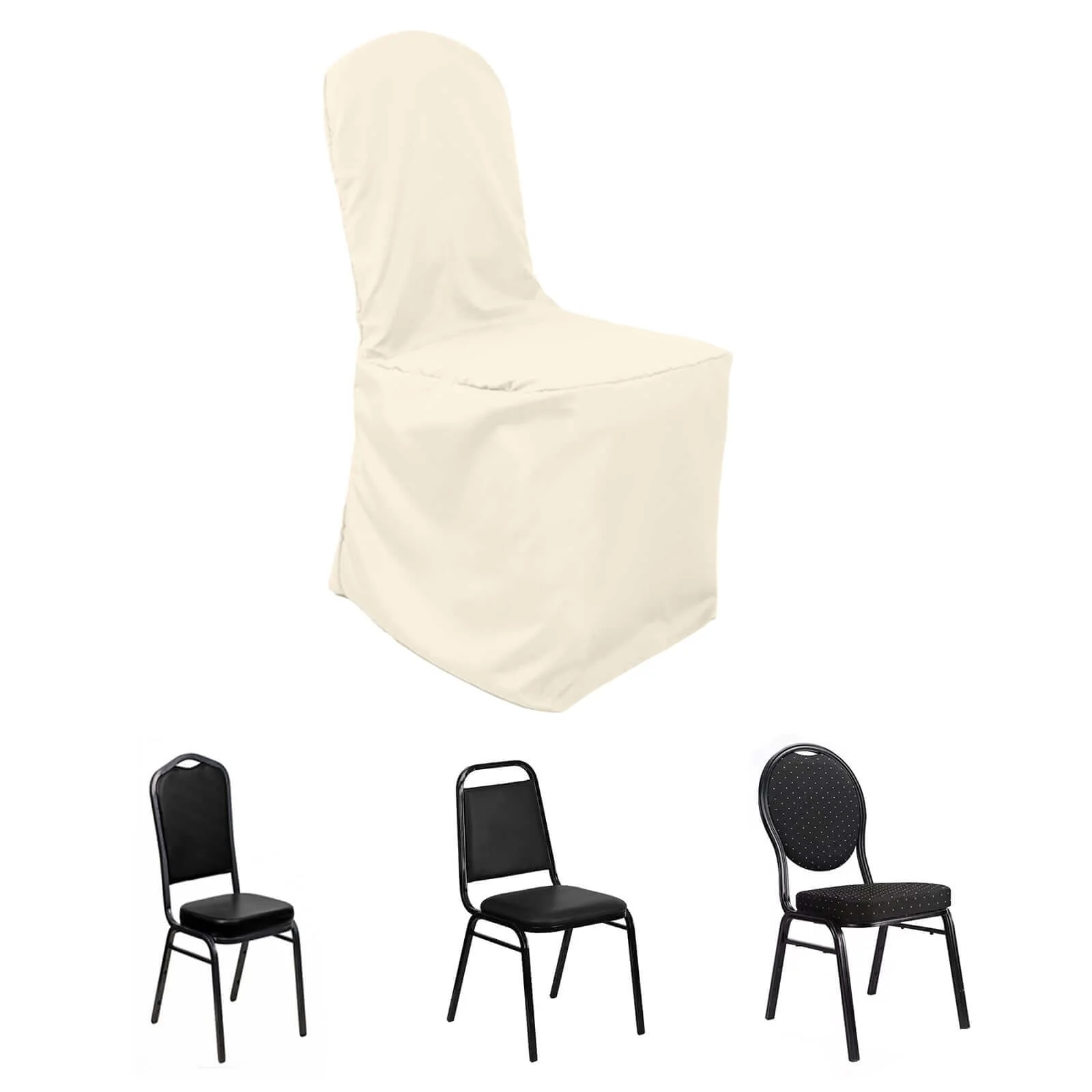 Polyester Banquet Chair Cover Beige - Reusable Stain-Resistant Slipcover