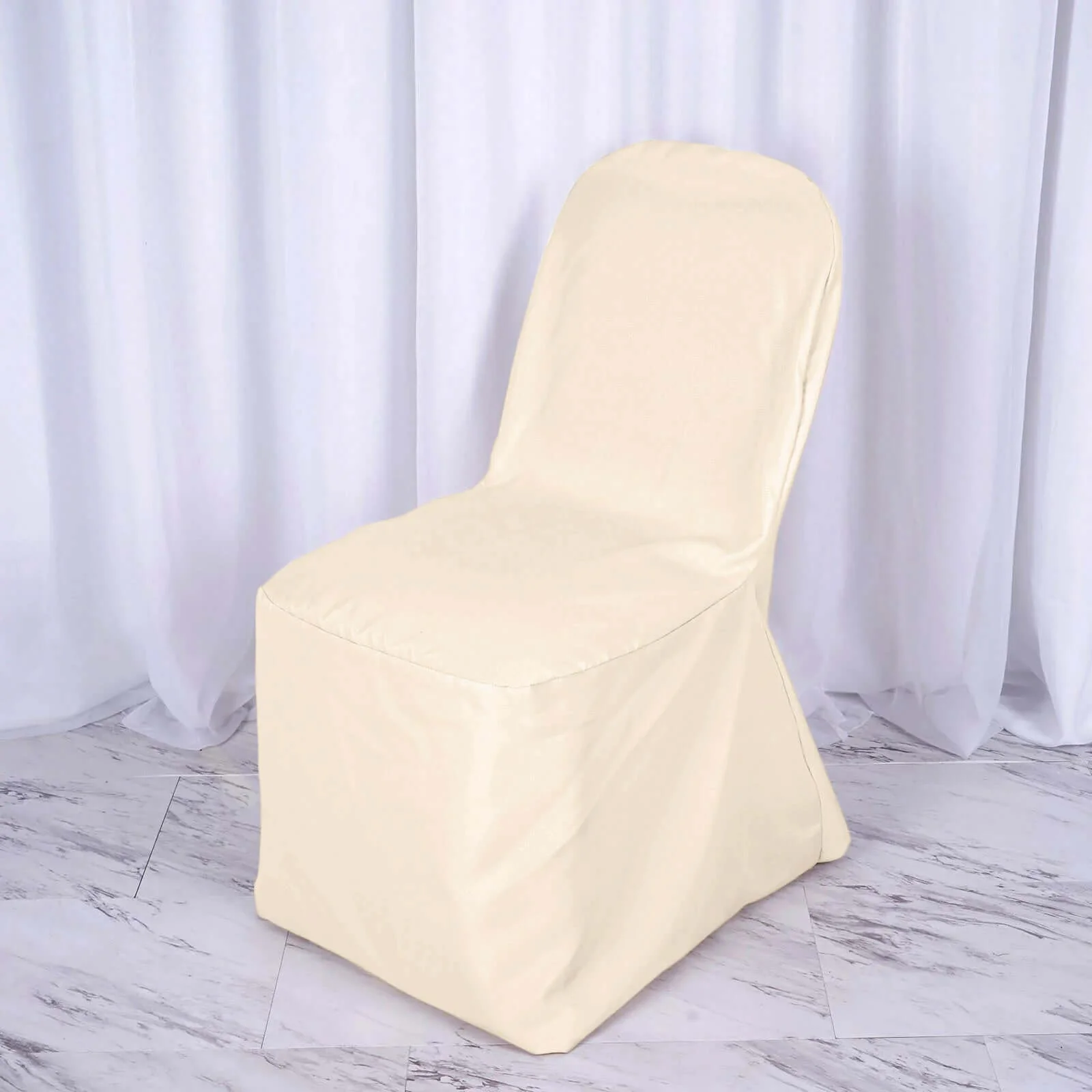 Polyester Banquet Chair Cover Beige - Reusable Stain-Resistant Slipcover - Image 2