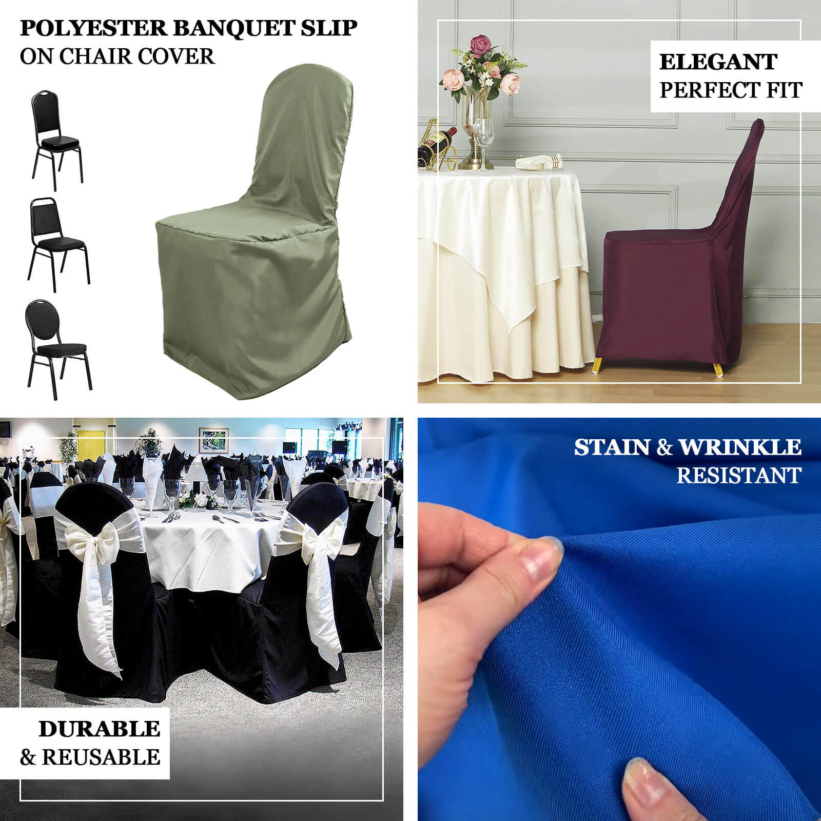 Polyester Banquet Chair Cover Beige - Reusable Stain-Resistant Slipcover - Image 4
