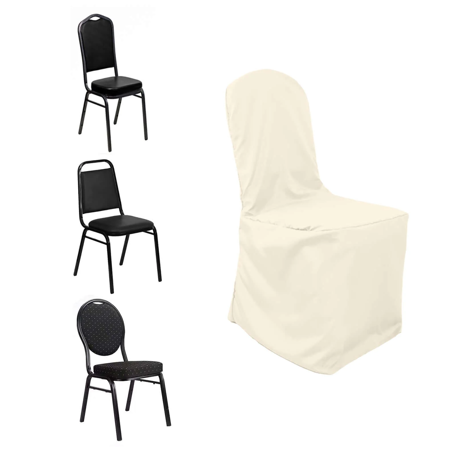 Polyester Banquet Chair Cover Beige - Reusable Stain-Resistant Slipcover - Image 6