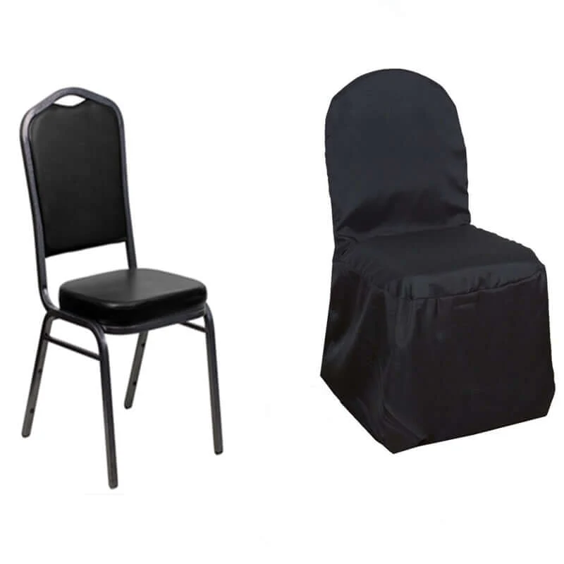 Polyester Banquet Chair Cover Black - Reusable Stain-Resistant Slipcover - Image 7