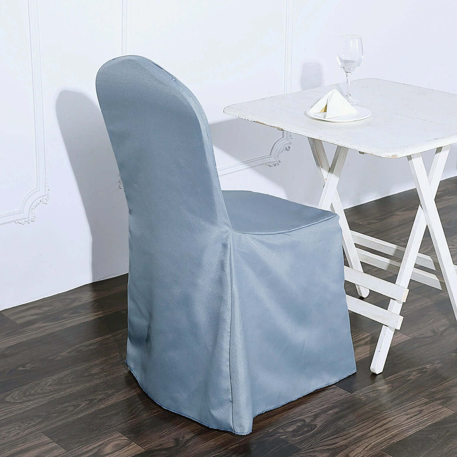 Polyester Banquet Chair Cover Dusty Blue - Reusable Stain-Resistant Slipcover - Image 2