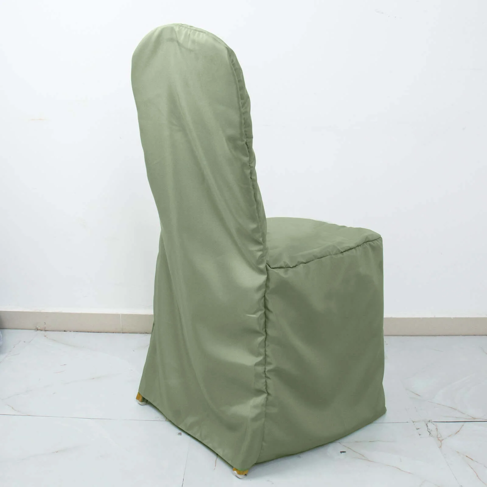 Polyester Banquet Chair Cover Dusty Sage Green - Reusable Stain-Resistant Slipcover - Image 11